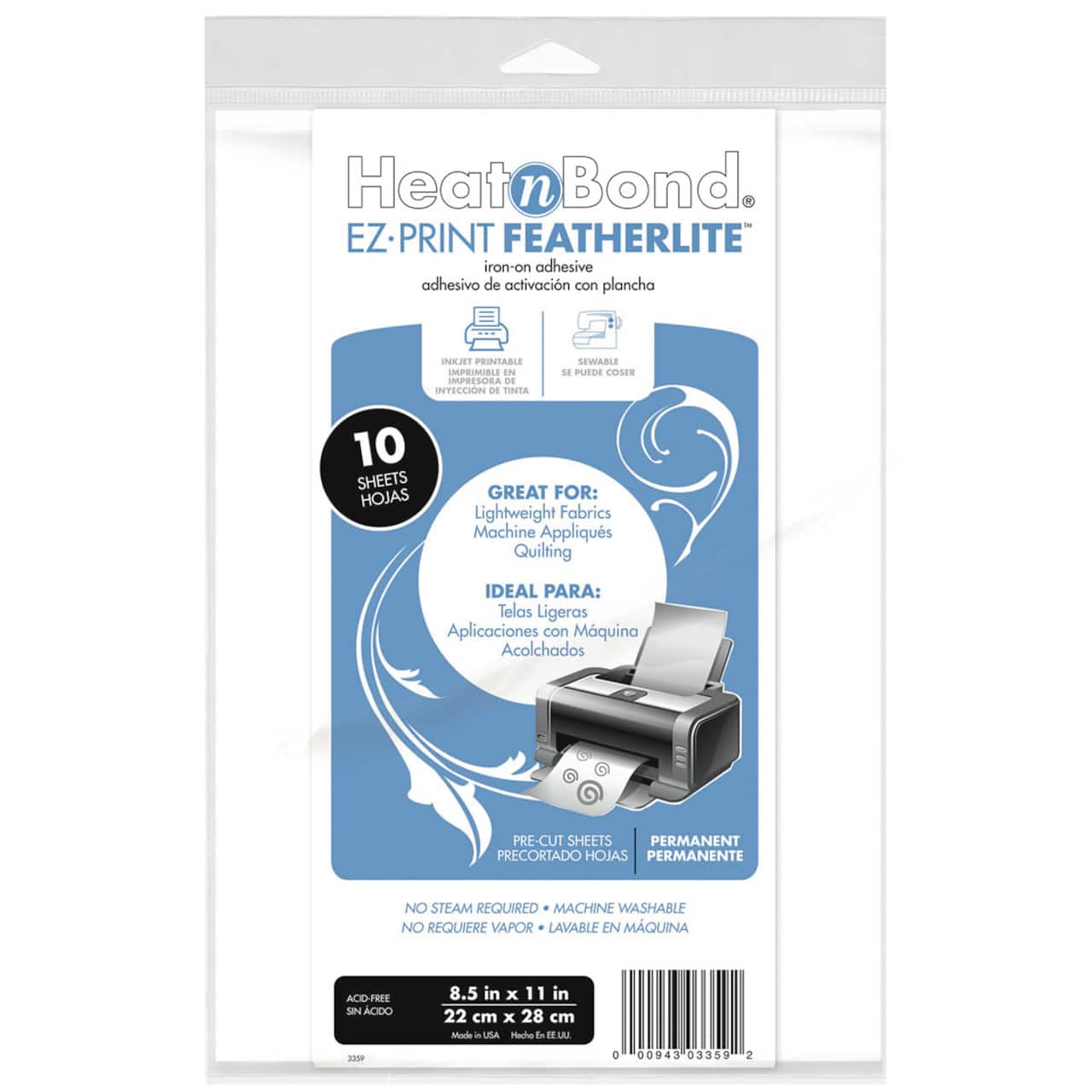 HeatnBond EZ-Print Featherlite Iron-On Adhesive Sheets, 10ct.